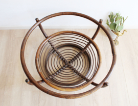 Ronde vintage Manou  salontafel. Rotan retro tafel uit de '70's.