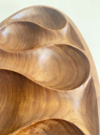 Teak houten vintage snackschaal,  Laur Jensen? Retro bord / schaal