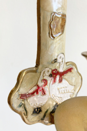 Messing wandkandelaar met regenboog en gansjes. Vintage kandelaar - brass