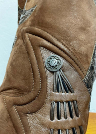 Bruin leren Cowboy Boots - maat 39,5. Lederen dames laarzen met hak