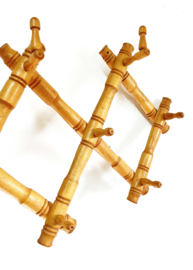 Houten vintage harmonica kapstok. Retro kapstokje / wandrek - Faux Bamboo