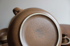 Aardewerk vintage servies, Geritz - Germany. Retro borden/kopjes en theepot