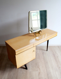 Vintage kaptafel met spiegel. Houten Mid Century kast / retro dressoir