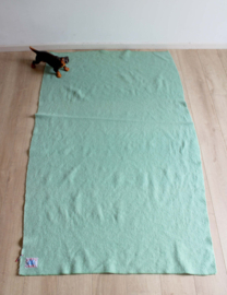 Mintgroene vintage deken. Wollen eenpersoons retro sprei - 116 x 195 cm