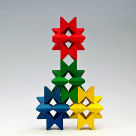 Houten vintage vlinder blokken met poppetjes- Naef? Retro Montessori speelgoed