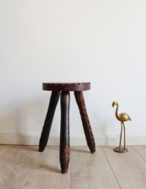 Spaanse houten kruk. Vintage krukje / Brutalist plantentafel