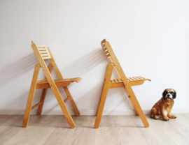 Set van 2 houten vintage klapstoelen. Retro folding chairs,  IKEA?