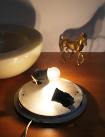 Grote vintage plafondlamp - Gispen? Glazen retro design lamp / plafonnière