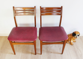 Set houten vintage stoelen. Mid Century retro eetkamerstoelen
