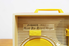 Vintage fisher Price platenspeler met 5 platen. Retro speelgoed / muziekdoos 995
