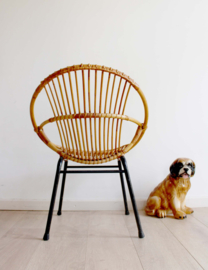 Vintage rotan fauteuil, Rohe Noorwolde. Rieten retro stoeltje