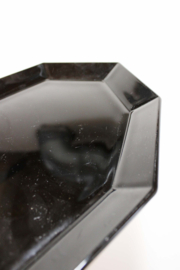 Zwart glazen vintage schaal- Arcoroc -France Octime. Retro bord
