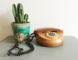 Houten vintage P.T.T. Telefoon - Monaco Mahonie. Retro design huistelefoon