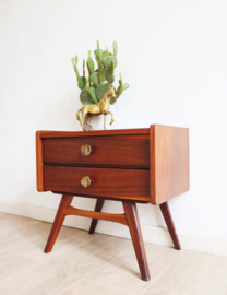 Houten vintage nachtkastje - Louis Van Teeffelen voor Webe? Retro ladekastje
