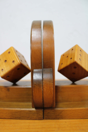 Set Art Deco boeksteunen met dobbelstenen. Houten vintage boekensteun - globe