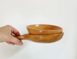 Set houten vintage schaaltjes. Boho retro snackschaal, 2 stuks