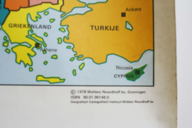 Super grote vintage schoolplaat van Europa. Retro Geografie landkaart/wereldkaart, 1978