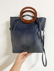 Blauw lederen Micmacbags tas - Lumberjill - Shopper. Leren handtas