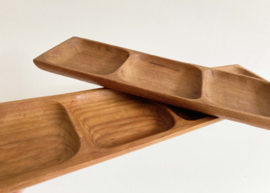 Set teak houten vintage schalen.  Boho snackschaal,  2 stuks