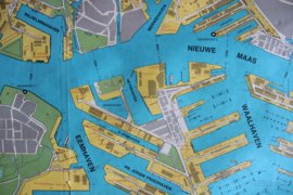 Vintage wandplaat- Haven van Rotterdam en Europoort. Retro landkaart