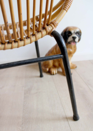 Vintage rotan fauteuil, Rohe Noorwolde. Rieten retro stoeltje