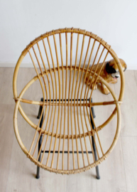 Vintage rotan fauteuil, Rohe Noorwolde. Rieten retro stoeltje