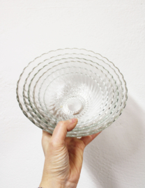 Set glazen vintage schaaltjes. Zes retro schalen.