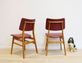 2 houten vintage stoelen. Set Mid Century retro eetkamerstoelen