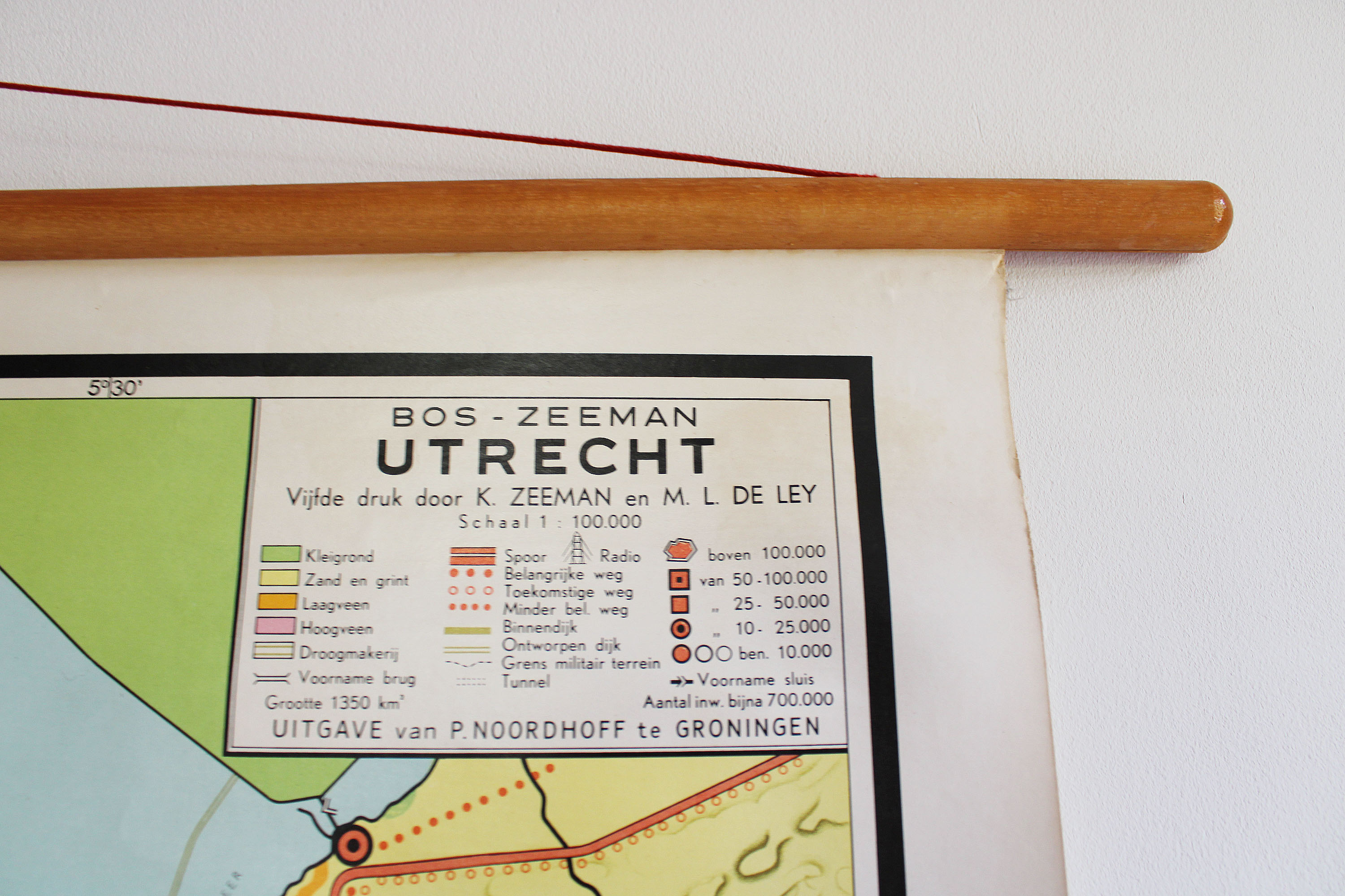 Vintage schoolplaat - Utrecht (Nederland/Amsterdam). Retro landkaart