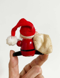 Houten vintage kerstmannetje met zak. Retro kerstdecoratie, Kurt Adler?