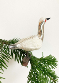 Glazen vintage kerstversiering - vogel. Antieke kerstbal op knijpertje