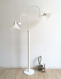 Witte vintage vloerlamp - P.J.Copini? Retro design lamp met 2 glazen kappen.