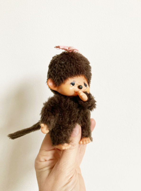 Kleine vintage knuffel aap. Retro Sekiguchi /Monchichi meisjes aapje
