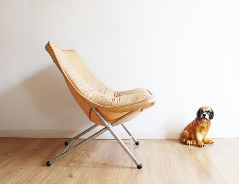 Mail Tijdreeksen Konijn Lederen vintage fauteuil - Teun van Zanten voor Molinari. Retro design  stoel | *-Sold-* | Flat Sheep