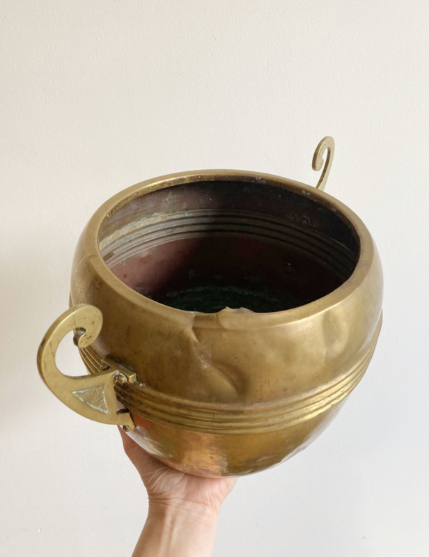 Onheil Bijna streepje Grote antieke koperen pot. Oude vintage bloempot / ketel met oren. |  Vazen/potten | Flat Sheep