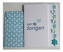 Geboorte wenskaart Jongen | Vlinder aqua