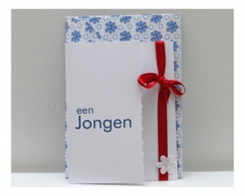 Geboorte wenskaart Jongen | Strik rood