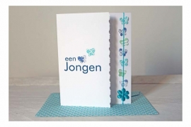 Geboorte wenskaart Jongen | Vlinder aqua