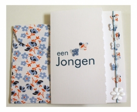 Geboorte wenskaart Jongen | Vlinder licht blauw