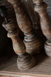 Balusterlamp rond op voet vintage brown