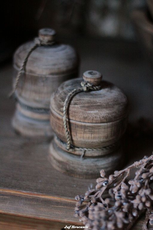 Houten potje met deksel 'vintage brown'