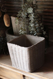 Bloempot steen vierkant 'rattanlook