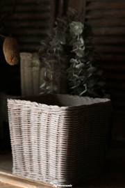 Bloempot steen vierkant 'rattanlook