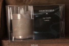 Set Countryfield mini kaarsen taupe op knoopcelbatterij (met timer)