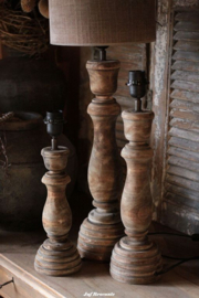 Balusterlamp rond op voet vintage brown