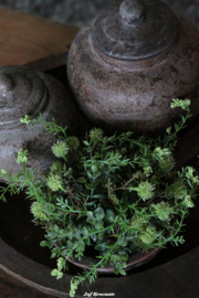 Zijden bol groen met groene bloemetjes