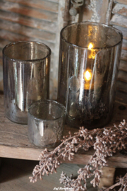Complete set met 3 windlichten bubbelglas gold
