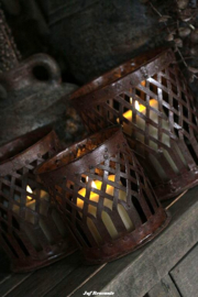Metalen windlicht basket