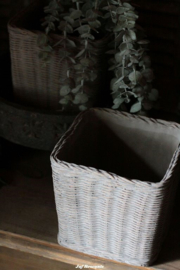 Bloempot steen vierkant 'rattanlook