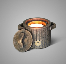 BRYNXZ tealightcup Relief with Top Majestic Brown / theelichtje met deksel